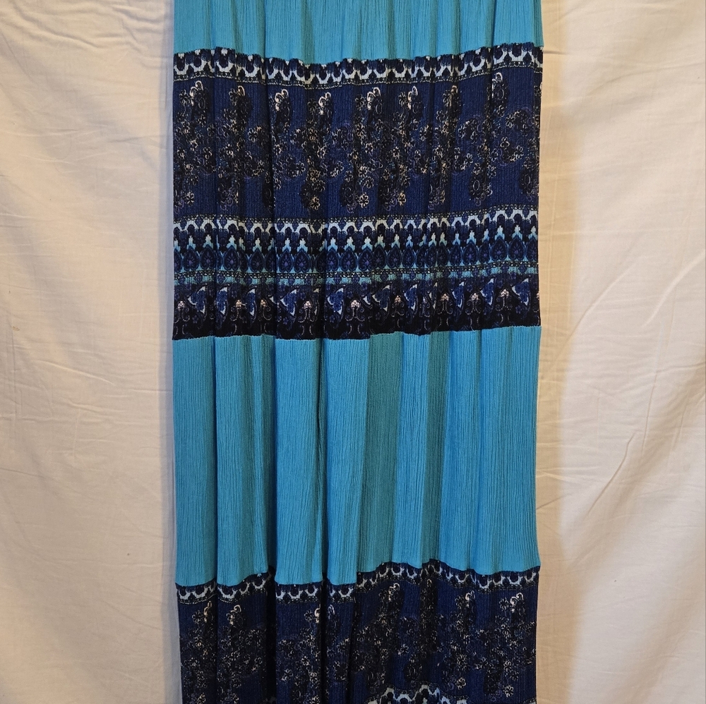 Blue and Black Patterned Skirt
